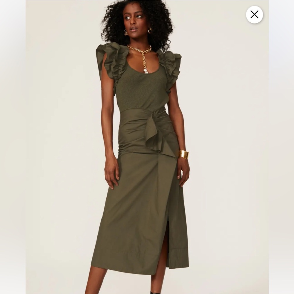 Ulla Johnson Olive Green Midi Dress